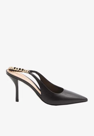 Gucci Signoria 105 Leather Slingback Pumps In Black
