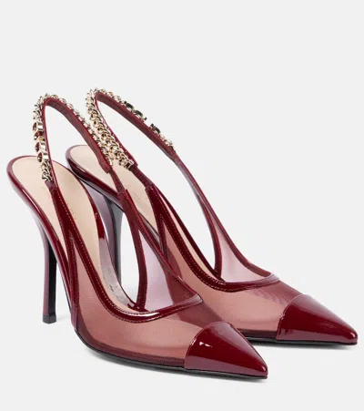 Gucci Slingback-pumps Signoria 105 Aus Mesh In Bordeaux