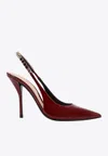 Gucci Signoria 105 Patent Leather Slingback Pumps In Red