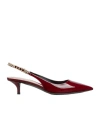 Gucci Signoria Patent Logo Chain Kitten Pumps In Red
