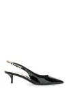 Gucci Signoria Patent Logo Chain Kitten Pumps In Black