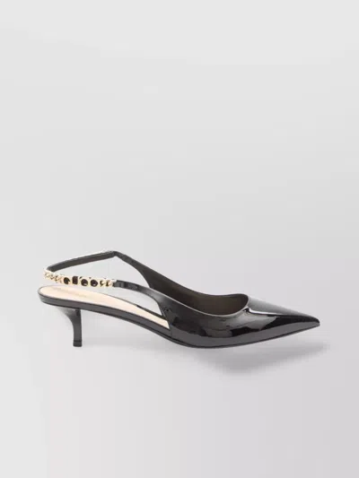 Gucci Signoria Chain Detail Sling Back Pumps In Brown