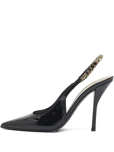 Pre-owned Gucci Signoria Chain Link Pumps In Black
