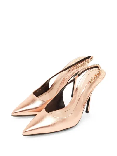 Pre-owned Gucci Signoria Chain Slingback Pumps In Pink