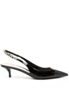 Gucci Signoria 45 Slingback Pumps In Patent Leather
