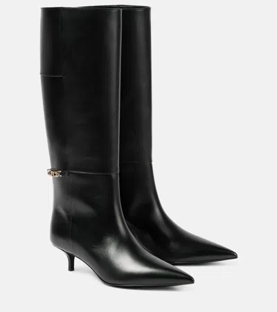 Gucci Signoria Leather Knee-high Boots In Black