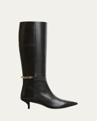 Gucci Signoria Leather Knee-high Boots In Black