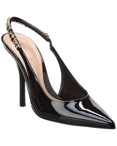 Gucci Signoria Leather Slingback Pump In Black