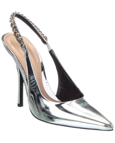 Gucci Signoria Leather Slingback Pump In Silver