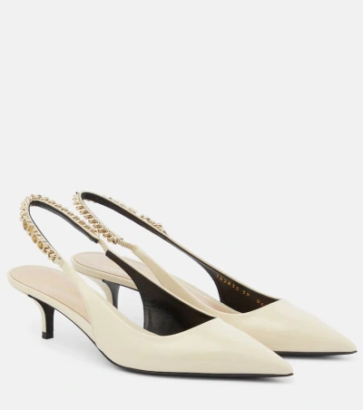 Gucci Signoria Leather Slingback Pumps In New Ivoire/new Ivoir