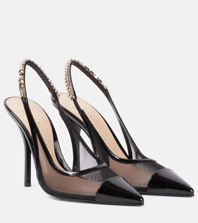 Gucci Slingback-pumps Signoria Aus Mesh Mit Leder In Schwarz