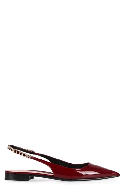 Gucci Women's Signoria Patent Leather Pointy-toe Ballet Flats In Red