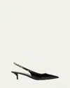 Gucci Signoria Patent Logo Chain Kitten Pumps In Black