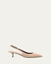 Gucci Signoria Patent Logo Chain Kitten Pumps In Poudre
