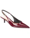 Gucci Signoria Patent Logo Chain Kitten Pumps In Red