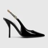 Gucci Signoria Embellished Patent-leather Slingback Pumps In Black