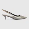 Gucci Signoria Embellished Patent-leather Slingback Pumps In Brown