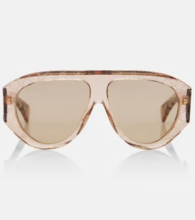 Gucci Tortoiseshell Acetate Sunglasses With Embossed Gg Monogram In Brown