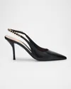 Gucci Signoria Embellished Patent-leather Slingback Pumps In Nero