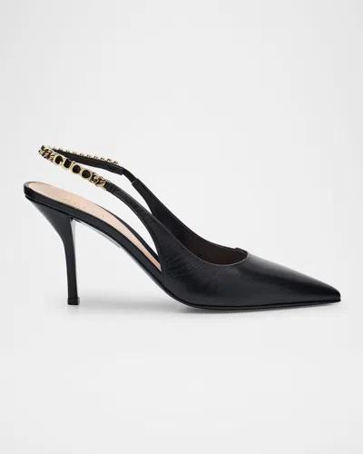 GUCCI SIGNORIA SLINGBACK LEATHER PUMPS
