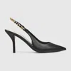 Gucci Signoria Embellished Patent-leather Slingback Pumps In Black