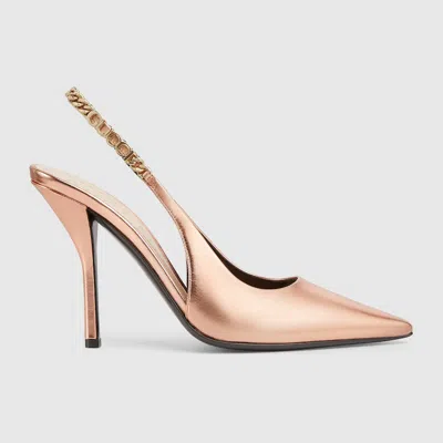 Gucci Signoria Slingback Pump In Gold