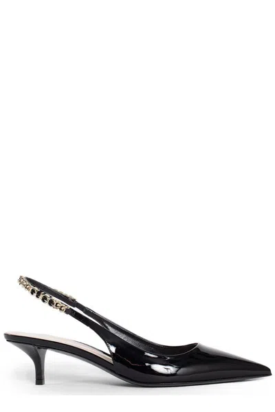 Gucci Signoria 45 Slingback Pumps In Patent Leather In Black