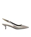 Gucci Signoria Embellished Patent-leather Slingback Pumps In Gray