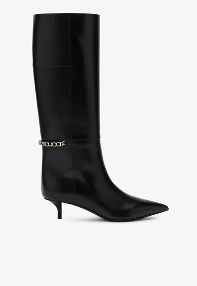 Gucci Signorina 45 Knee-high Leather Boots In Black