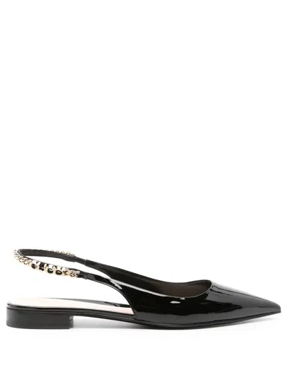Gucci Signoria Pointed Ballet Flats In Patent Leather In Black
