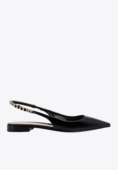 GUCCI SIGNORINA LEATHER SLINGBACK FLATS