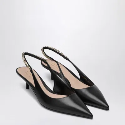 Gucci Womens Nero Signoria Slingback Heeled Leather Pumps Eur 38/5 Uk