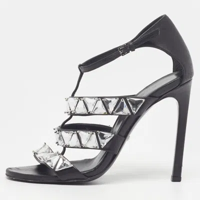 Pre-owned Gucci Sigourney Size 36 Black Leather Gladiator Sandals