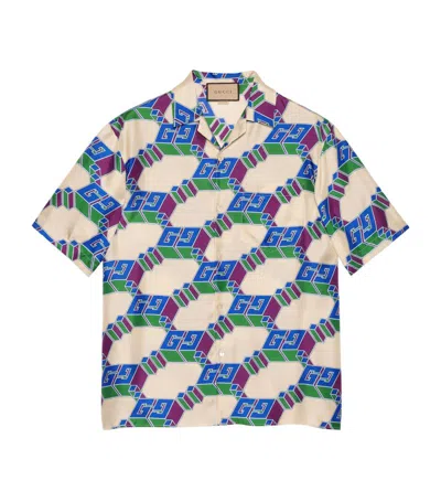 GUCCI SILK 3D GG PRINT SHIRT