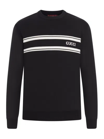 Gucci Silk And Cotton Sweater With Intarsia In Black