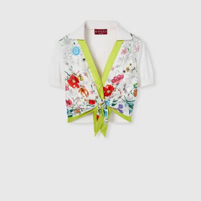 Gucci Silk And Cotton Top With Print In White