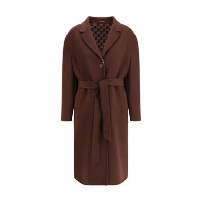 Gucci Silk And Wool Reversible Coat In Brown