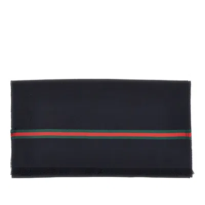 Gucci Silk And Wool Scarf In Blue