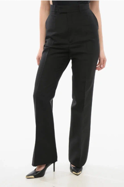 Gucci Silk And Wool Wide-leg Pants In Black