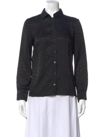 Pre-owned Gucci Silk Animal Print Blouse In Black