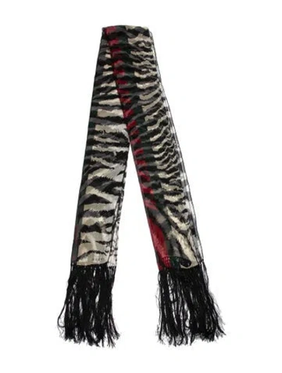 Pre-owned Gucci Silk Animal Print Scarf In Black