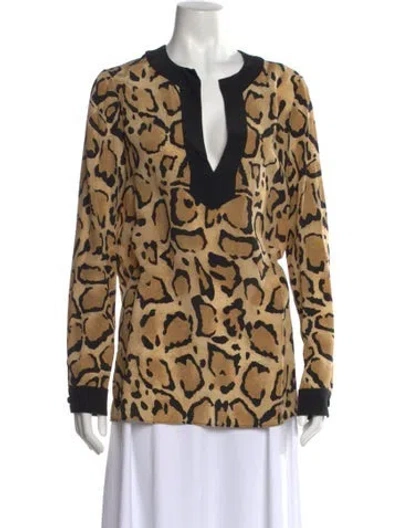 Pre-owned Gucci Silk Animal Print Tunic In Neutral