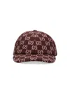 Gucci Gg Canvas Wool Baseball Cap In Burgundy