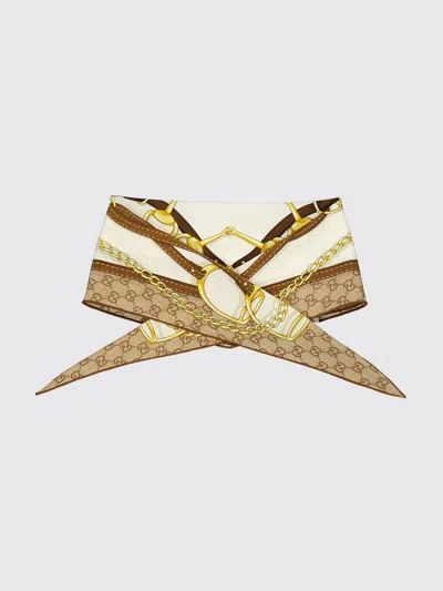 Gucci Silk Belt With Gg Monogram Print And Horsebit Detail In Multi
