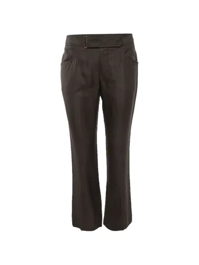 Pre-owned Gucci Silk Belted Trousers In Brown