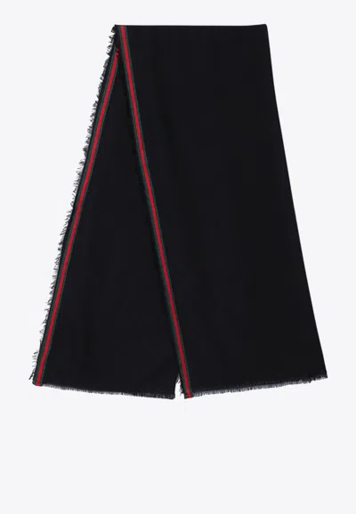 Gucci Silk-blend With Gg Pattern Scarf In Black