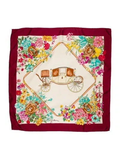 Pre-owned Gucci Silk Blooms Print Scarf In Blue