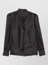 Gucci Gg-pattern Pussy-bow-collar Blouse In Black
