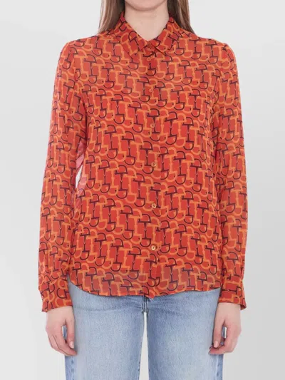 Gucci Silk Blouse Featuring Printed Design In Brown