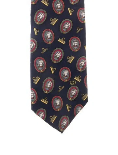 Pre-owned Gucci Silk Blue And Multicolor Patterned Tie